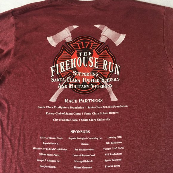 #78 Tultex The Firehouse Run 2018 Short Sleeve Maroon Men's T-shirt Size Medium - Picture 2 of 8